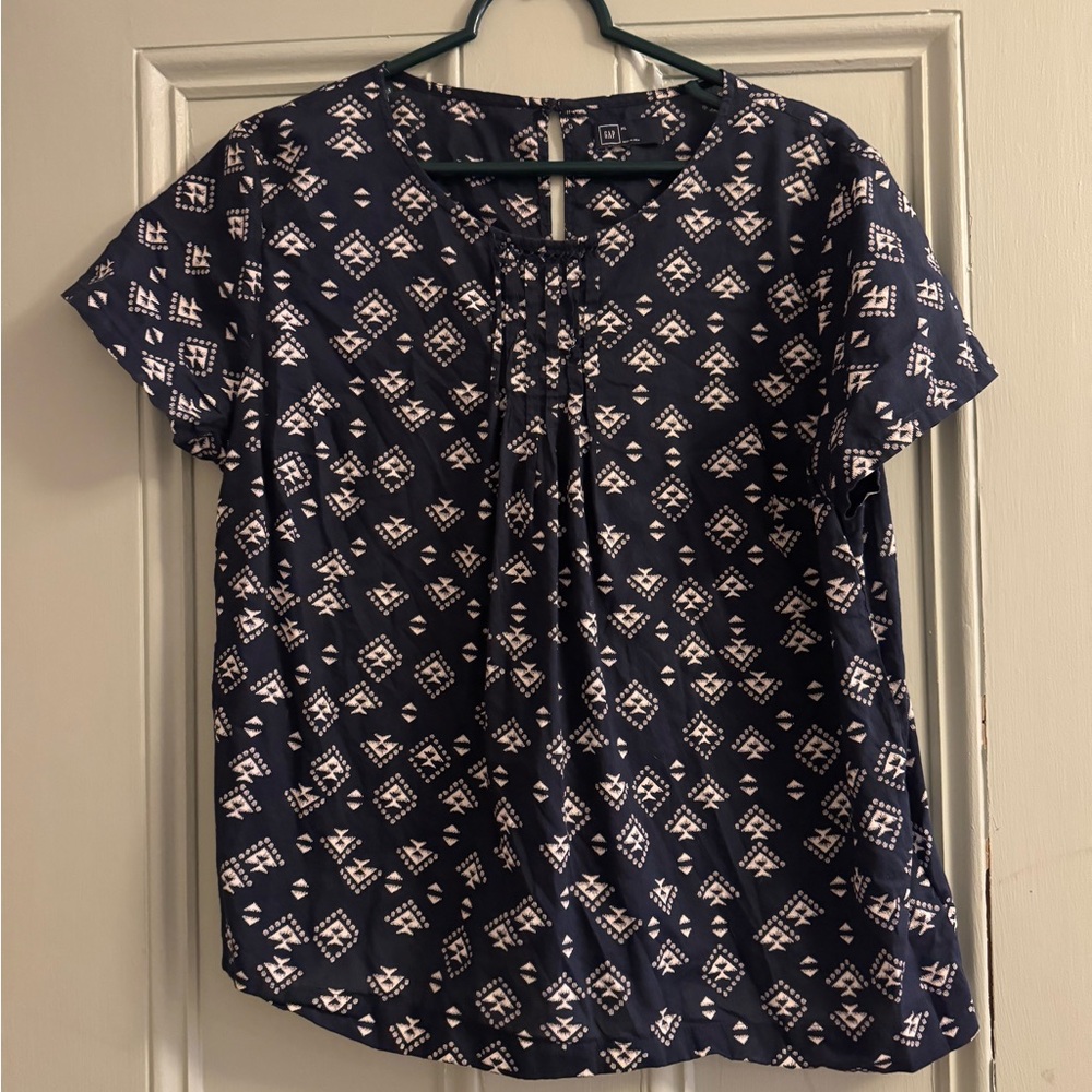 GAP Navy and White Patterned Blouse